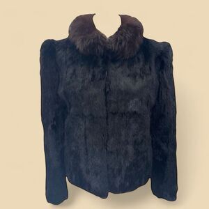 Vintage Black Fur Coat with Mink Collar
